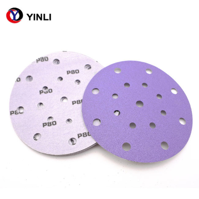 Dischi d'insabbiamento adesivi a 5 pollici 80 Grit Purple Coated dell'abrasivo ceramico
